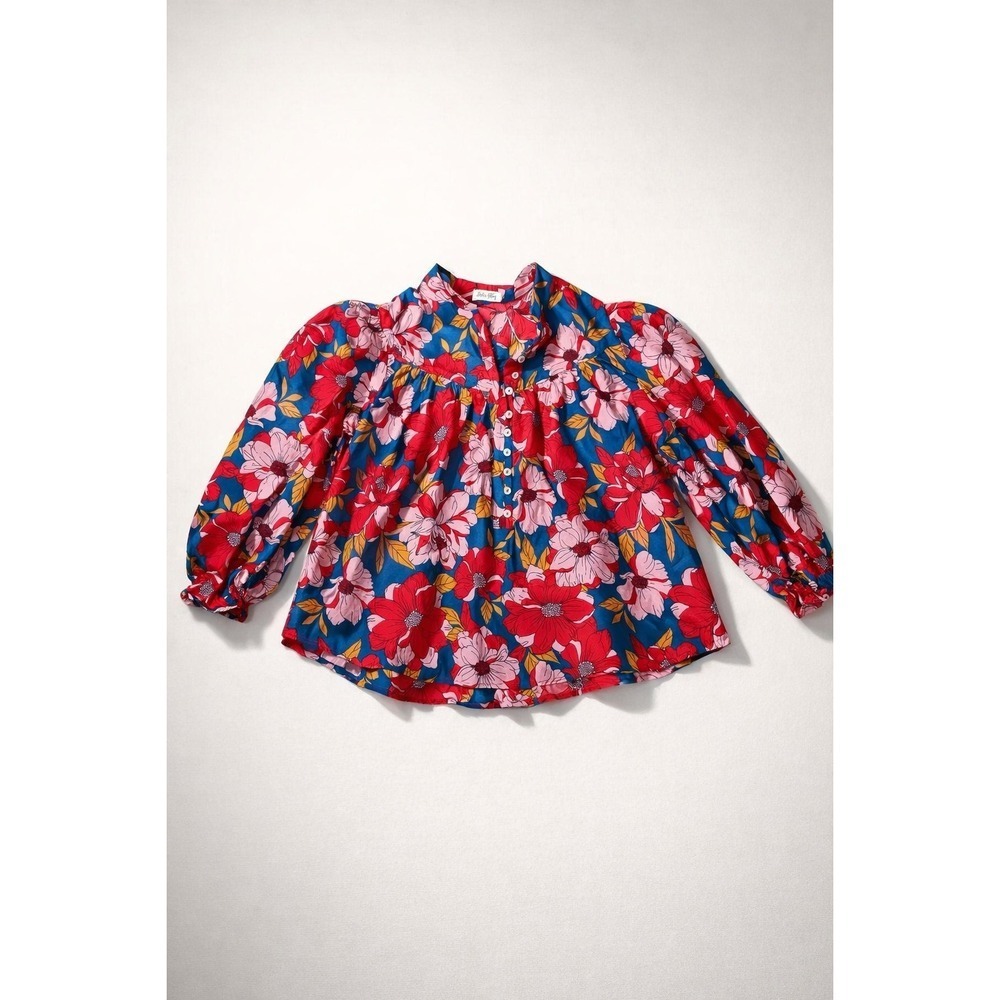 Adeline Clothing Blouse Long Sleeve Button Front Cottagecore Boho Floral Peasant